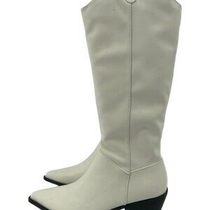Nasty Gal White Leather Heeled Boots | New Without Tags